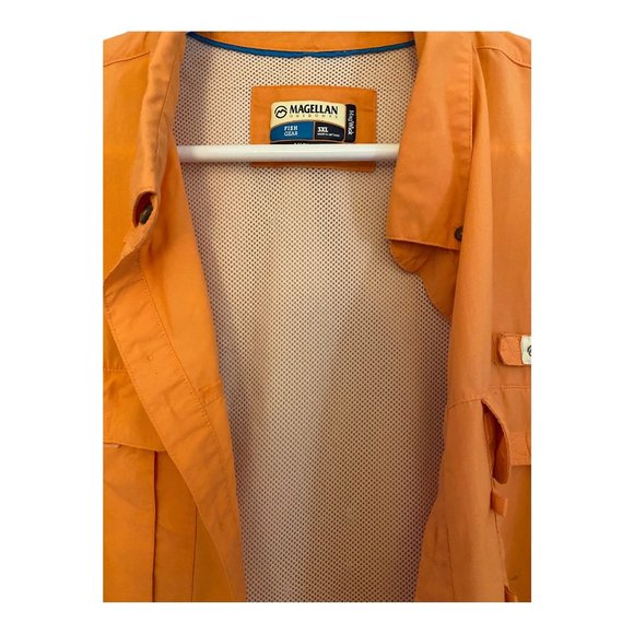 Magellan Outdoors Big Tall 3XL Vented Shirt Orange Angler Fit Fish Gear Mag Wick - Picture 4 of 14